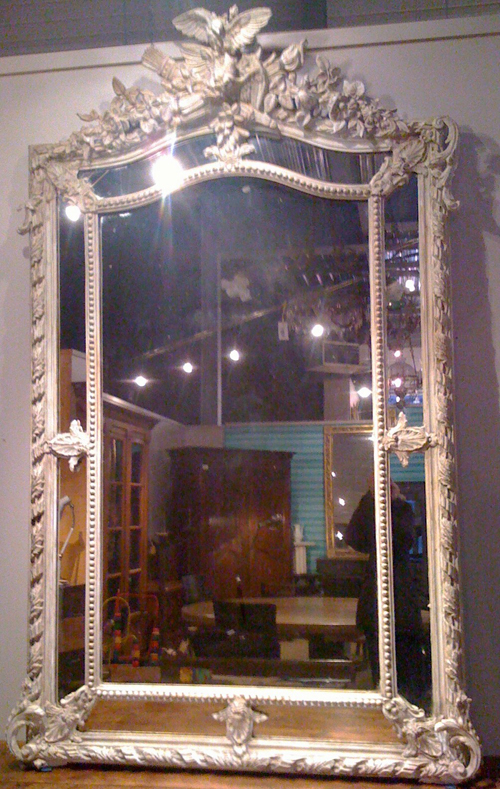 Wonderful painted french cushion mirror